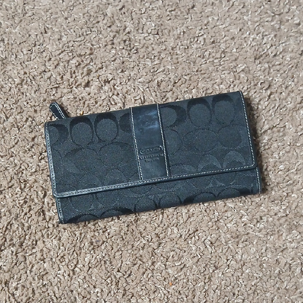 Coach Black Signature Monogram Wallet